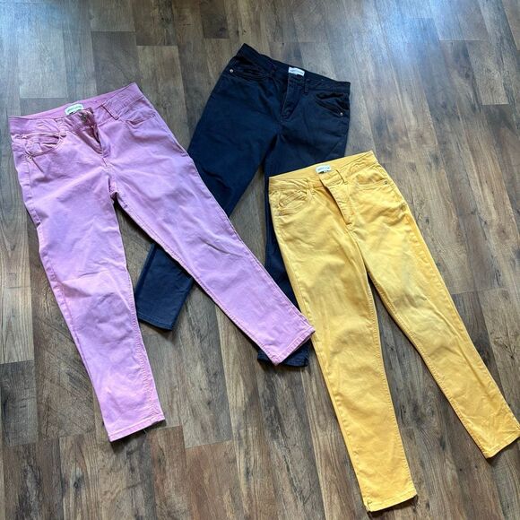 Gibson Latimer Bundle Lot of 3 Skinny Pants Women's 8 Pink Yellow Dark Blue - Picture 2 of 14